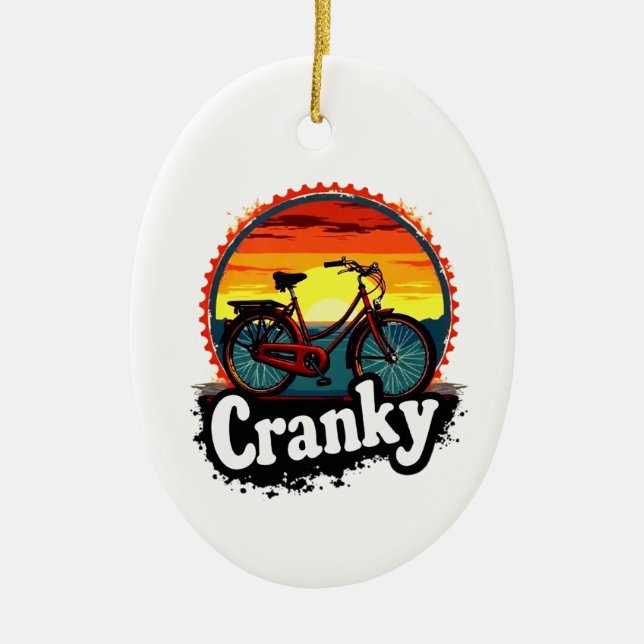 Adorno De Cerámica Cranky Sunset Bicycle Tee - Energiza tu viaje (Frente)