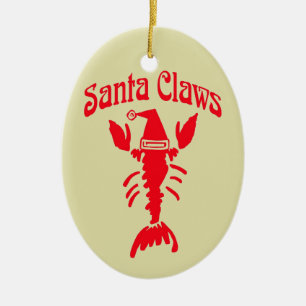 Adorno De Cerámica Crayfish de langosta Santa Claws, Editar Texto
