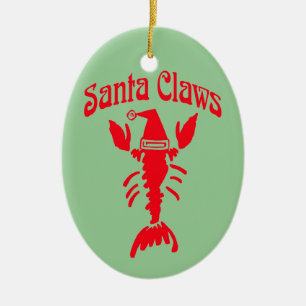 Adorno De Cerámica Crayfish de langosta Santa Claws, Editar Texto