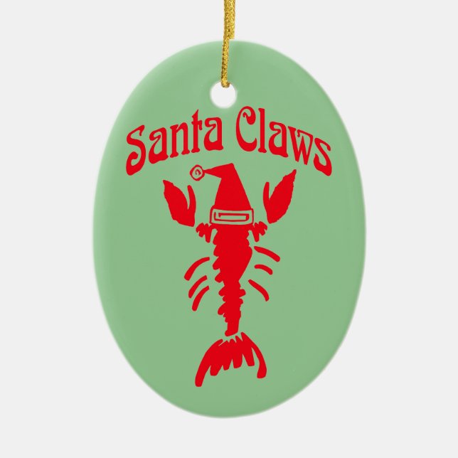Adorno De Cerámica Crayfish de langosta Santa Claws, Editar Texto (Frente)