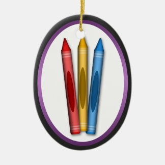 Adorno De Cerámica Crayones de colores primarios - regalo para el orn