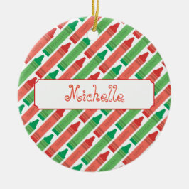 Adorno De Cerámica Crayones verdes y rojos personalizados artísticos