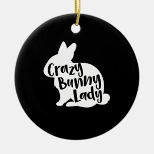 Adorno De Cerámica Crazy Bunny Lady - Gracioso Rabbit Lover