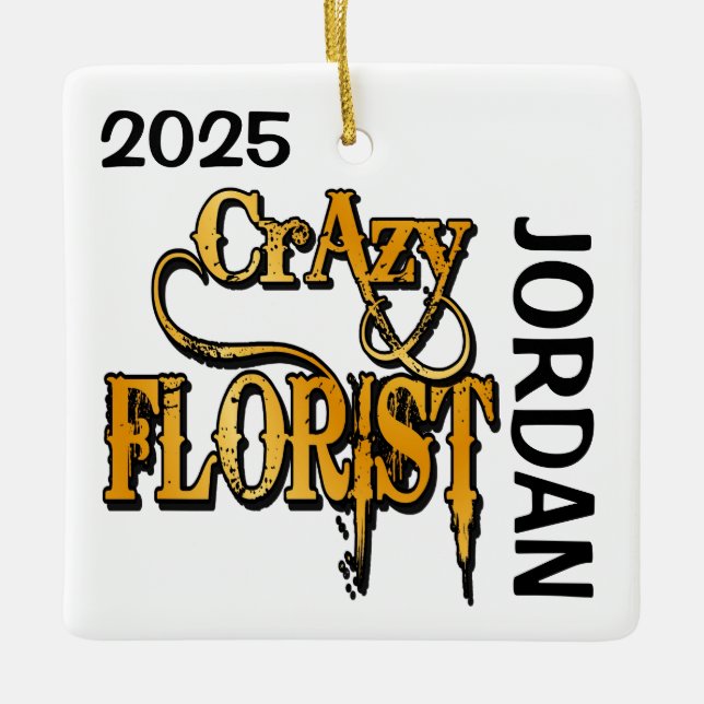 Adorno De Cerámica Crazy Florist PERSONALIZADO (Anverso)