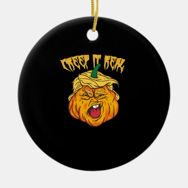 Adorno De Cerámica Crazy Halloween Calabaza Ropa de Trumpkin (Frente)
