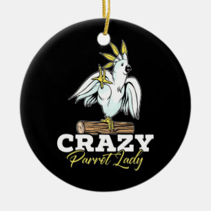 Adorno De Cerámica Crazy Parrot Lady