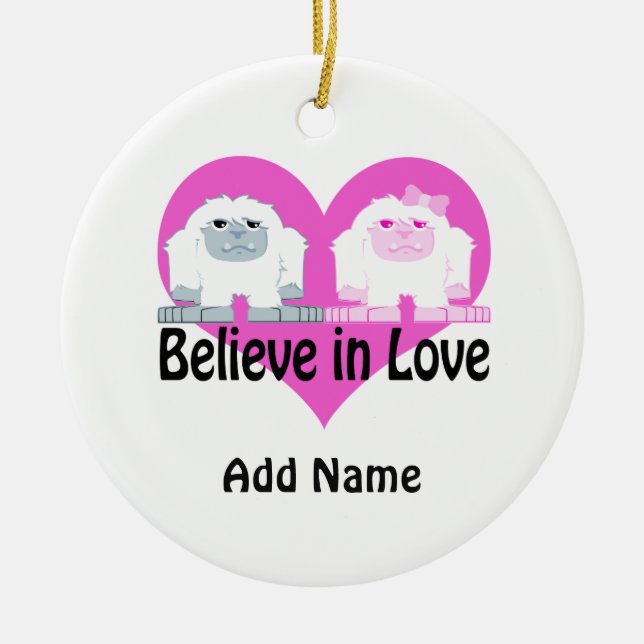 Adorno De Cerámica ¡Crea en amor! Yetis lindos (Frente)