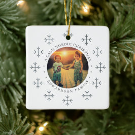 Adorno De Cerámica Crea tu propia foto de Navidad familiar nórdica