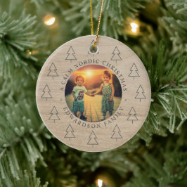 Adorno De Cerámica Crea tu propia foto de Navidad familiar nórdica