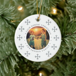 Adorno De Cerámica Crea tu propia foto de Navidad familiar nórdica