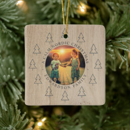 Adorno De Cerámica Crea tu propia foto de Navidad familiar nórdica
