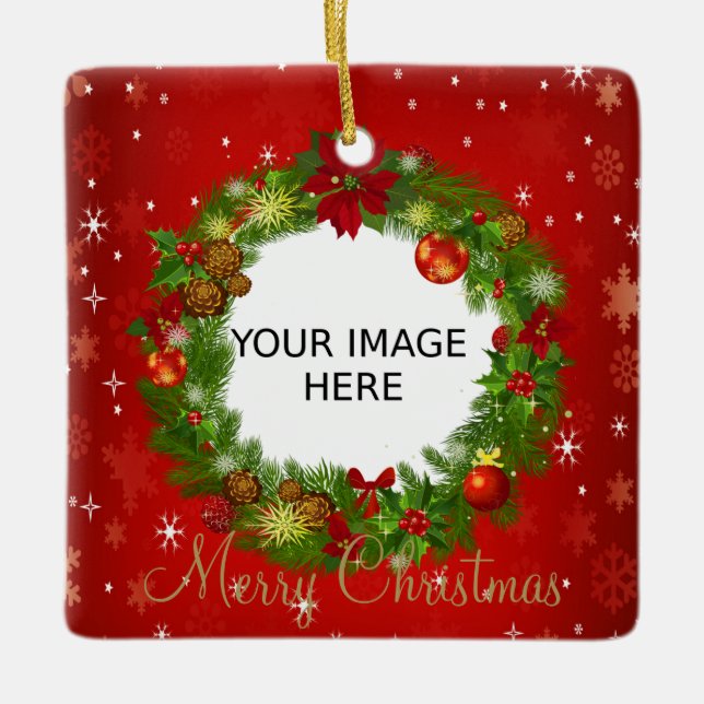 Adorno De Cerámica Crea tu propia foto de Navidades personalizados (Anverso)