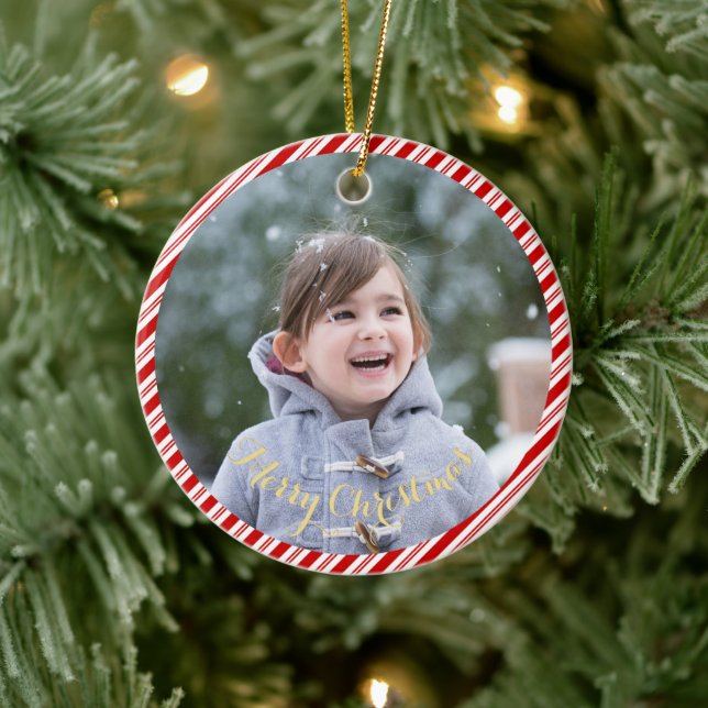 Adorno De Cerámica Crea tu propia foto Navidades de franjas de caña d (Árbol)