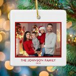 Adorno De Cerámica Crea tu propia fotografía familiar personalizada m<br><div class="desc">Moderno Ornamento Minimalista Simple Personalizado De Fotografía Familiar. Crea tu propio ornamento de fotos de personalizado navideño con tu foto favorita.</div>