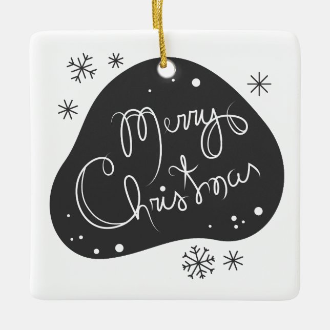 Adorno De Cerámica Crea tu propia Navidad en blanco y negro (Anverso)