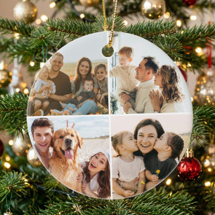 Adorno De Cerámica Crea tu propio collage de 4 fotos personalizado