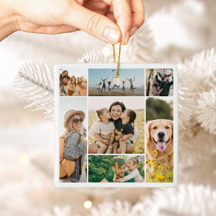 Adorno De Cerámica Crea tu propio collage de Navidad de 7 fotos