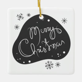 Adorno De Cerámica Crea tu propio Feliz Navidad en blanco y negro
