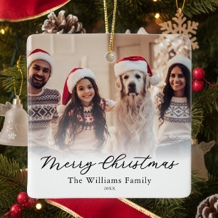 Adorno De Cerámica Crea tu propio Feliz Navidad personalizado con 2 f