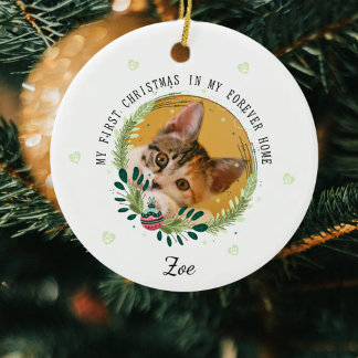 Adorno De Cerámica Crea tu propio gato primera Navidad