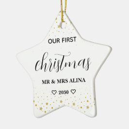 Adorno De Cerámica Crea tu propio nuestro primer Navidad casados