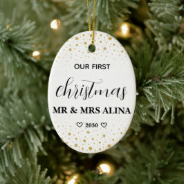 Adorno De Cerámica Crea tu propio nuestro primer Navidad casados