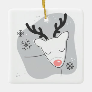 Adorno De Cerámica Crea Tu Propio Reno Plateado de Navidad Retro