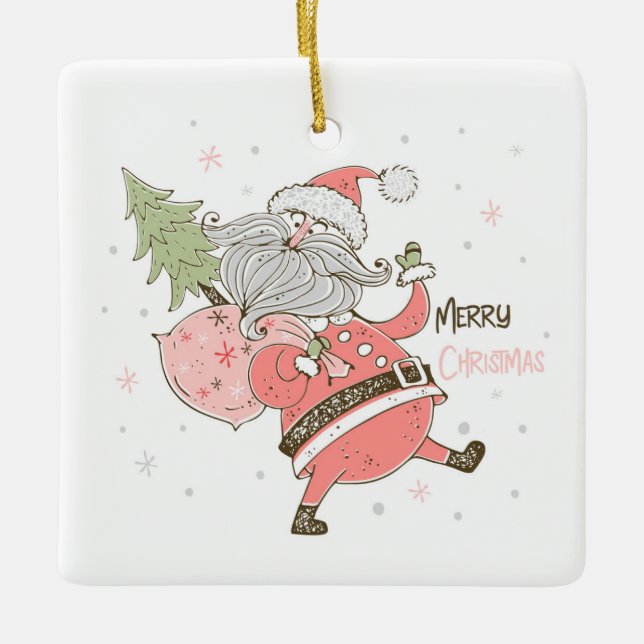 Adorno De Cerámica Crea tu propio Santa Claus blanco y tonto (Anverso)