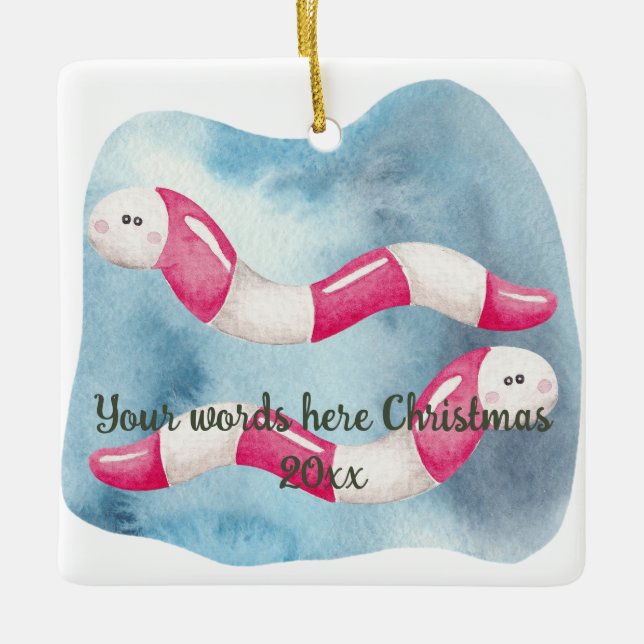 Adorno De Cerámica Crea tus propios Navidades de gusanos de menta (Anverso)