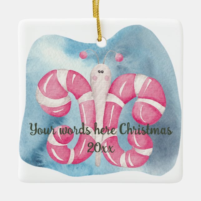 Adorno De Cerámica Crea tus propios Navidades de mariposa de menta (Anverso)