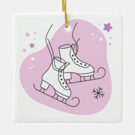 Adorno De Cerámica Crea Tus Propios Patines de Hielo Estrellados Rosa