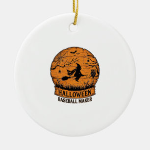 Adorno De Cerámica Creador de béisbol de Halloween Bruja voladora Lun