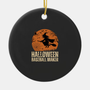 Adorno De Cerámica Creador de béisbol de Halloween Gráfico de bruja v