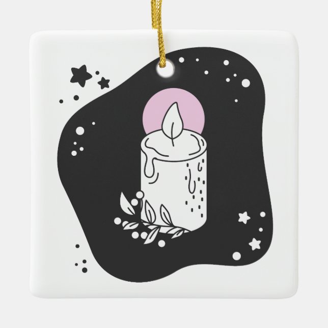 Adorno De Cerámica Crear su propia vela de Navidades retro (Anverso)