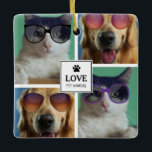 Adorno De Cerámica Crear su propio Collage de fotos de 4 Mascotas<br><div class="desc">Un bonito diseño con 4 fotos de los mascotas de tu familia con la palabra "AMOR" centrada en el medio junto con el nombre mascota. Un bonito diseño para ti mismo o un maravilloso regalo de mantenimiento para tus amigos y familia. Personalizar el texto de las fotos del mascota y...</div>