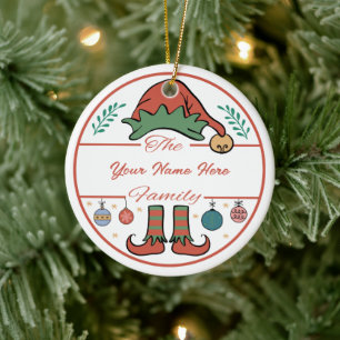 Adorno De Cerámica Crear su propio nombre de elfo y Navidades de año