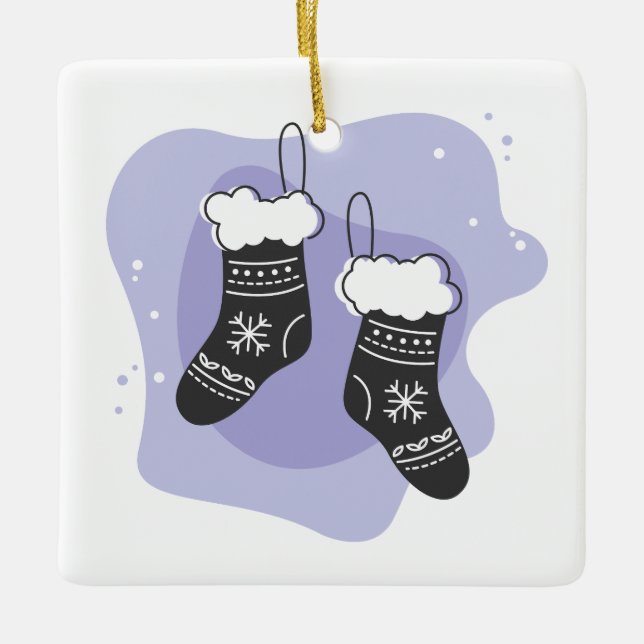 Adorno De Cerámica Crear sus propios Navidades de acciones púrpura (Anverso)