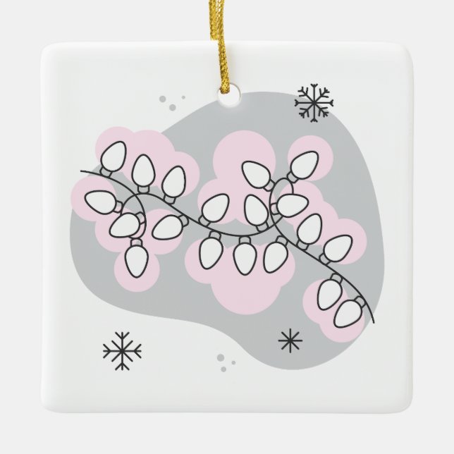 Adorno De Cerámica Crear sus propios Navidades Retro String Lights (Anverso)