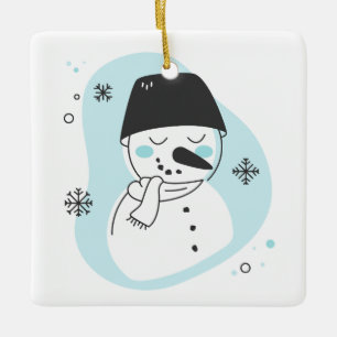 Adorno De Cerámica Crear tus propios Navidades retro azul Snowman