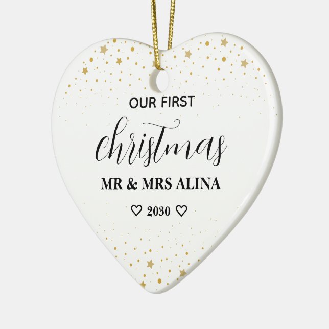 Adorno De Cerámica Create Your Own Our First Christmas Married (Izquierda)