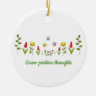 Adorno De Cerámica Crecer pensamientos positivos flores