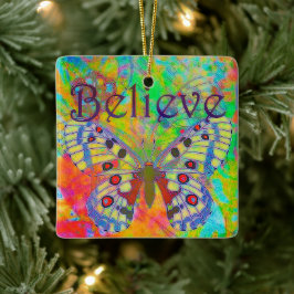 Adorno De Cerámica Cree en mariposa colorida
