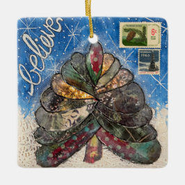 Adorno De Cerámica Creer árbol y sellos de Navidad