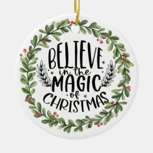 Adorno De Cerámica Creer en la guirnalda acuarela mágica