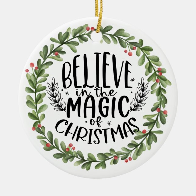 Adorno De Cerámica Creer en la guirnalda acuarela mágica (Frente)