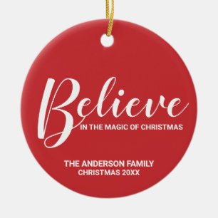 Adorno De Cerámica 'Creer en la magia del rojo festivo de los Navidad