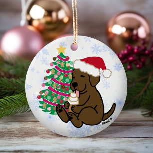 Adorno De Cerámica Crema de hielo personalizada de chocolate labrador