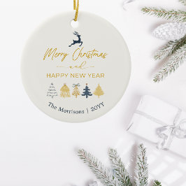 Adorno De Cerámica Crema Doodle Árboles de Navidad, renos, estrellas,