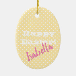 Adorno De Cerámica Crema vintage personalizada PolkaDot feliz Pascua