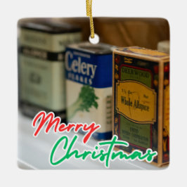 Adorno De Cerámica Cremallera de especias de vintage Feliz Navidad